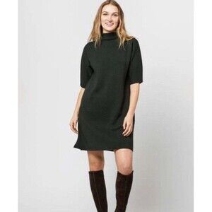 Ann Mashburn Rowan Funnel Neck  Sweater Dress Bottle  Dark Green SZ XL NWT